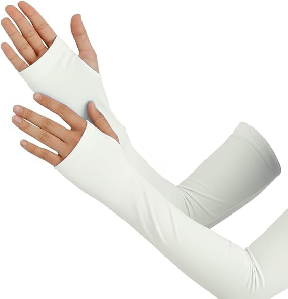 Long Arm Sleeves for Women, Fabric Wrist Guard, Black, Sun Protection