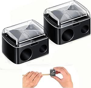 Dual Hole Makeup Pencil Sharpener with Removable Cover – For Eyeliner, Lip Liner & Eyebrow Pencils – Travel-Friendly, 2 Pieces Set