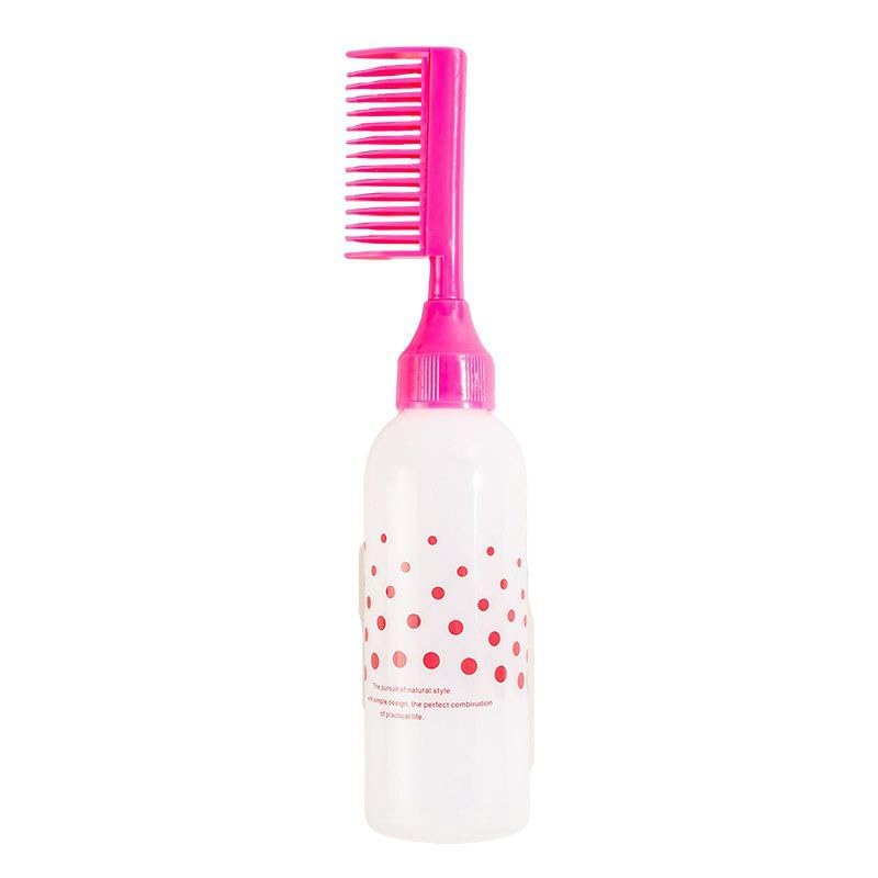 Multicolor Hair Dye Bottle with Applicator Brush Empty Refillable Dyeing Bottles Coloring Smudge Tool Hairdressing Styling Tools (rose dot)