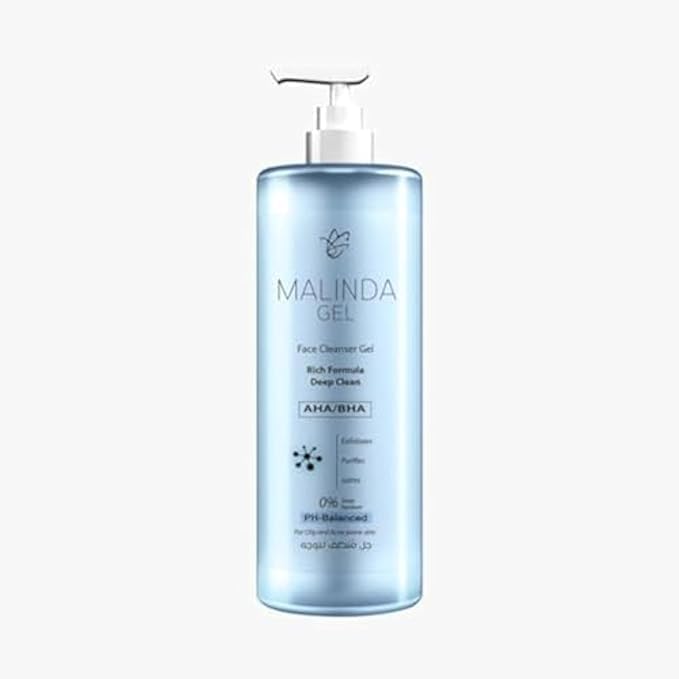 Malinda AHA/BHA Formula Facial Cleansing Gel, Deep Cleansing, pH Balanced, 250ml