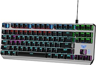 AULA F3087 Mechanical Keyboard Rainbow RGB Backlit AS-Keycaps 87 Keys Anti-Ghosting Wired U-Type C Computer System…