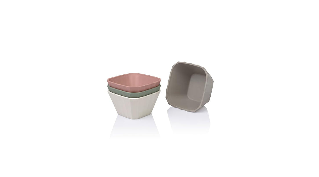 Free Cook Small Square Calcium Bowl, OKY-172-Multicolor
