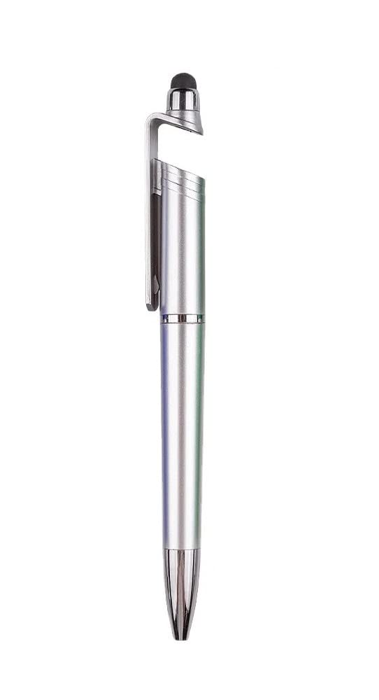 Keendex KX 2910 3 in 1 Multifunction Pen for Touch Screens with Phone Holder, Ballpoint Pen and Stylus - Silver