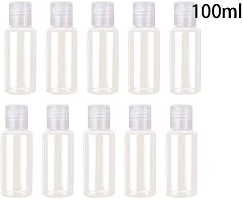 Clear Plastic Empty Bottles Squeeze Travel Bottle Containers with Flip Cap Reusable Subpackage Cosmetic Bottles 10Pcs 100ml