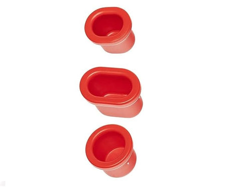 Lip Plumper Tool - Small Oval, Medium Oval, & Large Round Enlarger - Self Suction Plumping Device For Fuller Lips - Plump in Seconds - Natural Instant Lip Enhancement - Red Plastic Plumpers