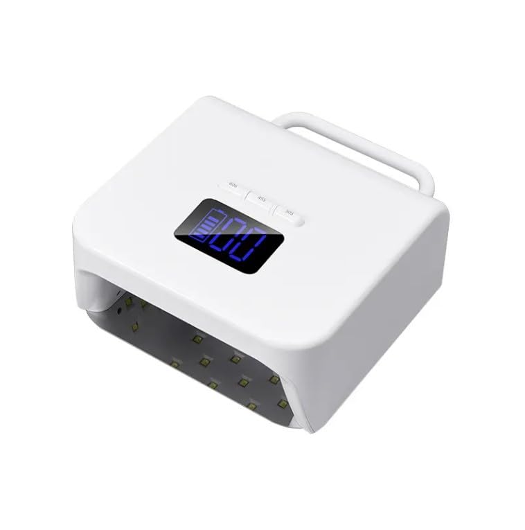 UV Gel Nail Lamp 220W Cordless, 48 LEDs, Digital Display, Nail Polish Curing Dryer, BY-10, White