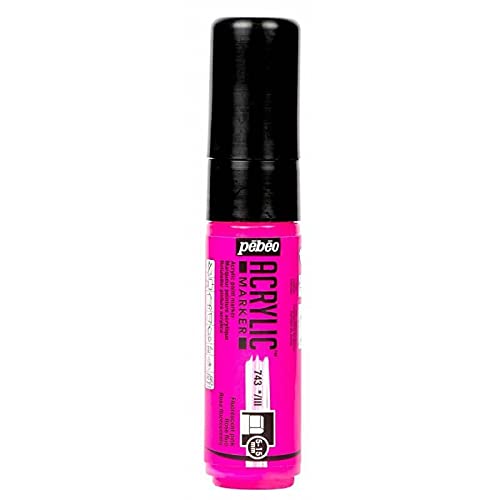 743-Pebeo Acrylic Marker - Fluorescent Pink, 5-15 mm, Flat Nib
