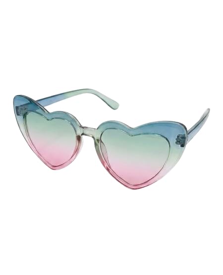 Kids Heart-Shaped Sunglasses with Hair Clips Set, Multicolour, Bunny Theme, Girls-B27
