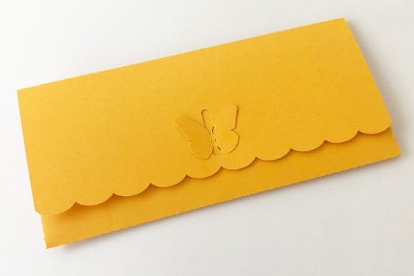 SM4U Decorative Envelope Clutch Bag, Yellow, Scalloped Edge - Pack of 5