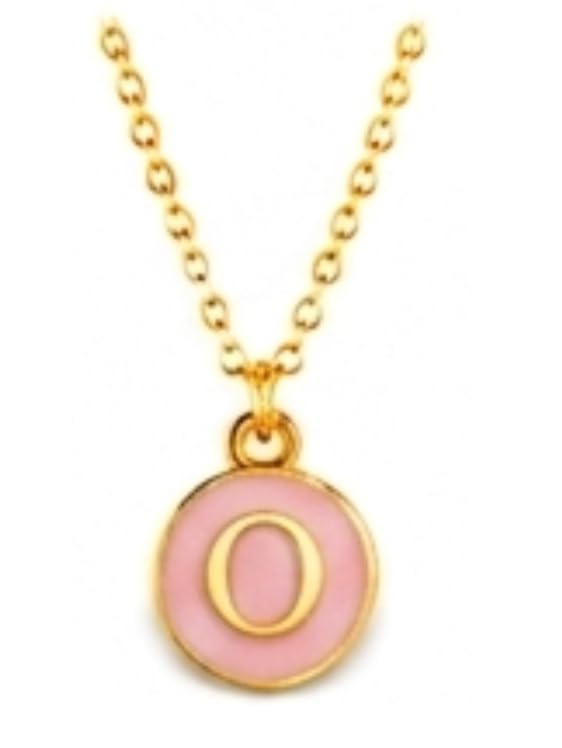 TDBSOQI Fashion Letter Necklace for Women 14K Gold Plated Pink Pearl Necklace Fashion Gold Plated Necklace for Women