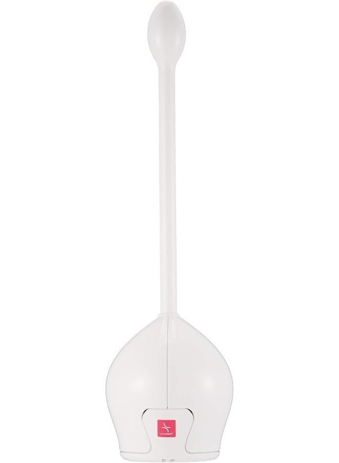 Lotus E61 Rustproof Toilet Brush With Auto Close Canister Discreet Holder -White