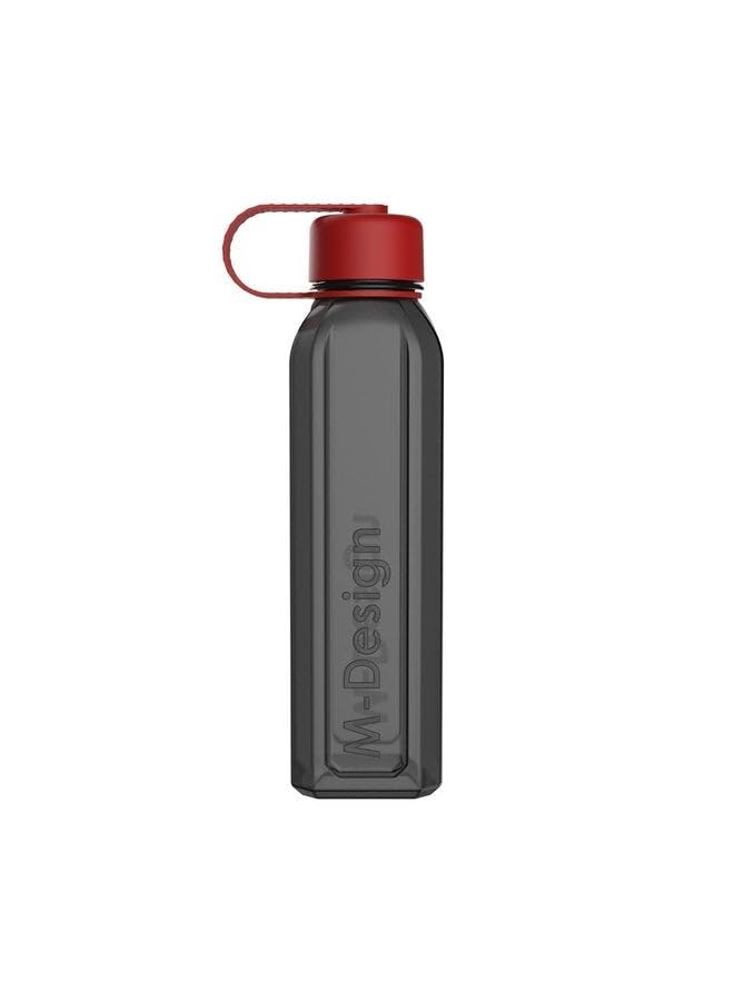 m-design Square Bottle With Strap 800 ML-Black/Red