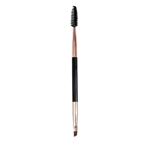 AmazingEGP | Professional Dual-Ended Eyebrow and Eyelash Brush, Black Synthetic Fibers, Angled Precision Brush with Spoolie for Brow Shaping, Defining and Grooming