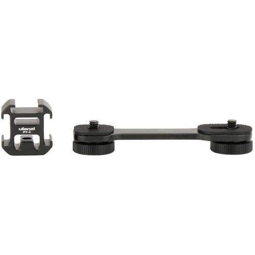 Platiro Ulanzi PT-3 Triple Cold Shoe Mounts Plate Microphone Extension Bar Bracket Stand Gimbal Accessories Compatible for Zhiyun Smooth 4/DJI OSMO Mobile 2