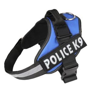 AHA Adjustable Training Dog Harness, Lightweight Safety Design, Blue, M, Two-tone Adjustable, Police K9 Harness