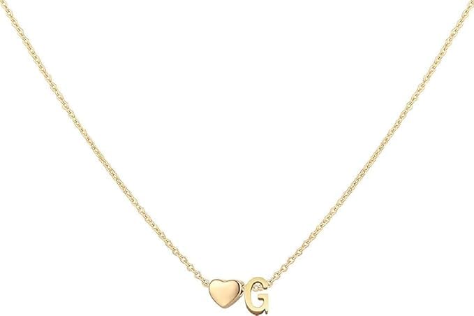 18K Gold Plated Stainless Steel Heart Letter Necklace for Women Girls Dainty Heart Initial Necklace Personalized Gift for Teen Girls