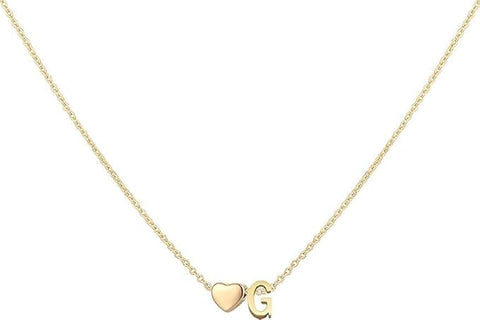 18K Gold Plated Stainless Steel Heart Letter Necklace for Women Girls Dainty Heart Initial Necklace Personalized Gift for Teen Girls