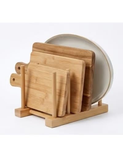 Shoppers Hub PNQ Wooden Bamboo Dish Rack, Multipurpose Cuttlery Plate Holder, Dish Dryer Stand, Kitchen Organizer for Bowls, Cups, Glasses, Pot Lids, Cutting Boards. (No of Slots: 7)