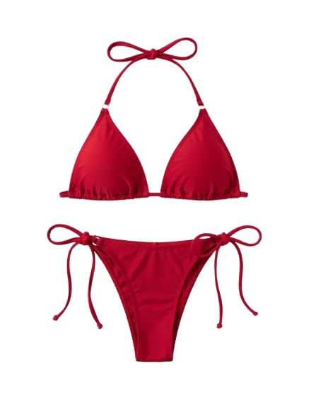 Korean Butter Material 2 Piece Red Bikini Set | High Stretch Swimwear | Comfortable Women's Swimsuit One Size
