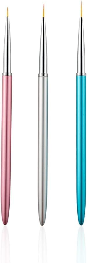 3pcs Nail Art Liner Brushes UV Gel Painting Acrylic Nail Design Nylon Brush, Nail Dotting Painting Drawing PenSize 7/9/11mm