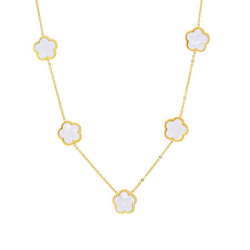 OSIRIDEH2 18K Gold Plated Four Leaf Clover Necklace For Women Four Leaf Clover Necklace Flower Lucky Pendant Dainty Jewelry