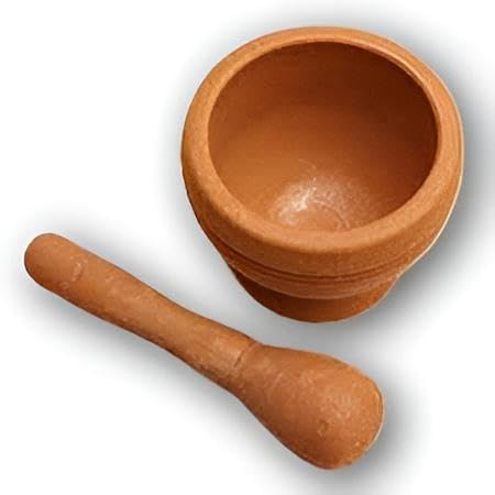 Plastic Mortar Pestle - Non-Slip Grinding Set for Spices, Herbs, and Medicinal Roots, Wood-Effect Finish, Trusted by Home Users and Apothecaries