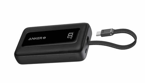 Anker Zolo Power Bank (10K, 30W, Internal USB-C Cable) - Black