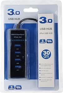 USB 3.0 Hub with 4 Port 3.0 & 3 2.0 Port for MacBook Pro Air PS4 Xbox iOS Android Multi PC with 30cm Extended Cable Black