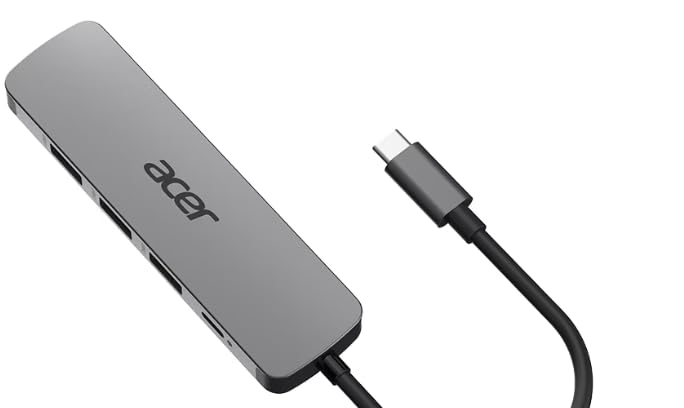 Acer 5-in-1 USB-C Hub, 3 x USB 3.0 5Gbps Ports, 1 x HDMI Port (1 x USB-C 100W, silver