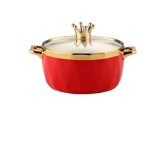 Next Store Premium Multipurpose Porcelain Pot With Heat Resistant Glass Lid And Steel Handle With Elegant Design And High Durability (Red)