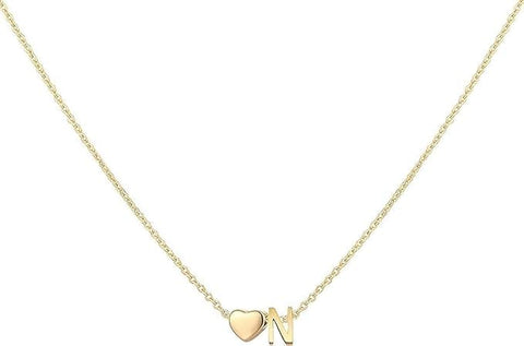 18K Gold Plated Stainless Steel Heart Letter Necklace for Women Girls Dainty Heart Initial Necklace Personalized Gift for Teen Girls