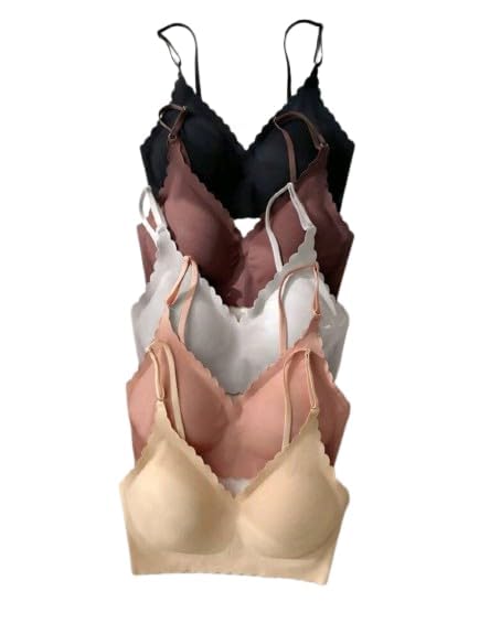 5pcs Women Seamless Solid Color Bra