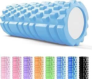 Lightweight Foam Roller & Deep Tissue Muscle Massage Roller for Fitness, Yoga, Pilates, Muscle Relaxation, Pain Relief, Physical Therapy (35cm) (Blue)