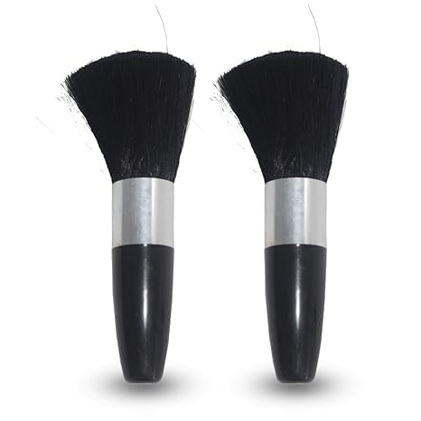 Professional Makeup Brush Set, Black Synthetic Bristles with Silver Ferrule, Powder Foundation Application