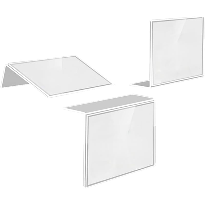 BEST MEDIA Clear Acrylic Self-Adhesive Label Holder 10 Pack, L-Shape Price Tag Display, Table Top Sign Stand for Retail, Library Shelves, Warehouse Bins, and Office - 9x5.5cm