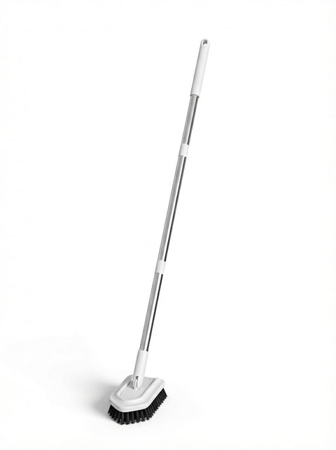 Bathroom Cleaning Brush Extendable Long Handle, Ceramic Tile Cleaner Replaceable Heads, Bathtub and Wall Cleaning Tool 180° Rotation, Ideal for Cleaning Corners and Narrow Spaces