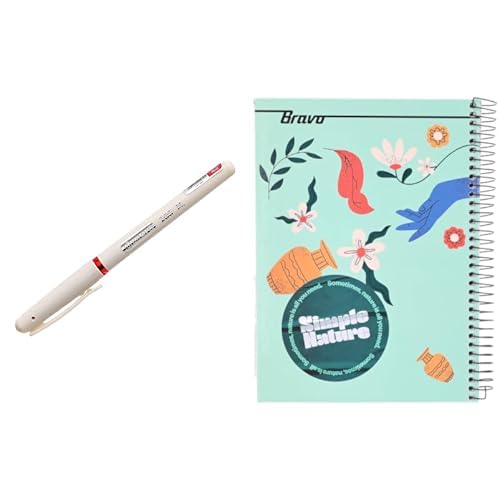 Bravo Stationery Bundle: Ballpoint Pen Red 10-Pack + A4 Hardcover Notebook 145 Sheets