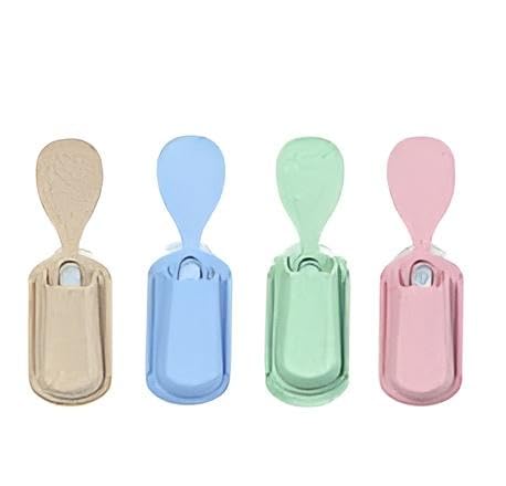 Wheat Straw Spoon Holder - Eco-Friendly Plastic Kitchen Utensil Rest with Strong Suction Cup for Rice Cookers and Frying Pans, Random Colors Pack of 4 Pieces for Modern Healthy Cooking
