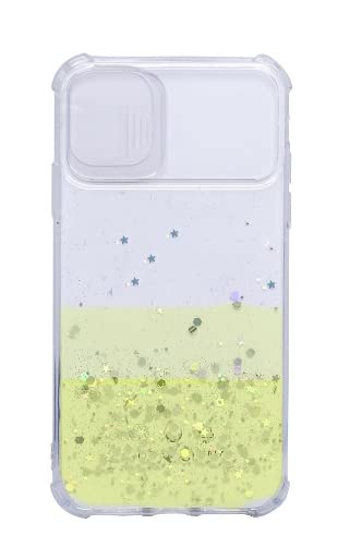 Glitter Bling Shiny Stars Back Cover with Camera Protection Slide for Huawei Y9 Prime 2019 (Yellow)