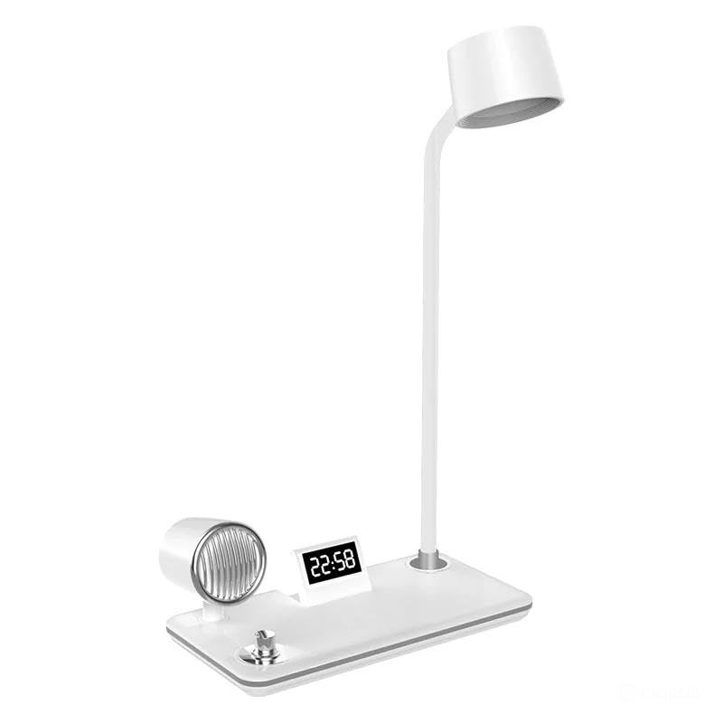 Smart Desk Lamp 3 in 1 LED Touch Lamp with Bluetooth Speaker and 3 Light Modes & Alarm | Eye Protection Stylish Table Lamp for Office Home (White)