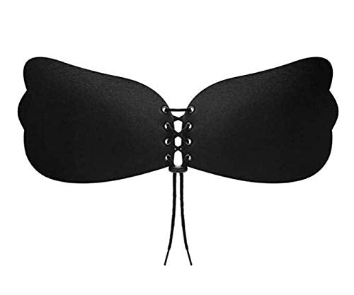 Women Self Adhesive Strapless Bandage Solid Bra Stick Gel Silicone Push Up women's underwear Invisible Bra,Black