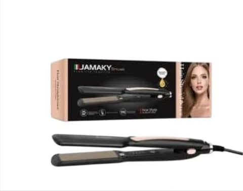 JamakiD Hair Straightener, Salon Quality Styling with 1280°C, Perfect for Curly and Straight Hair, 30s Fast Heating, 360° Swivel Cord, 50W, Model Jpc 10005, Ceramic Plates, Black