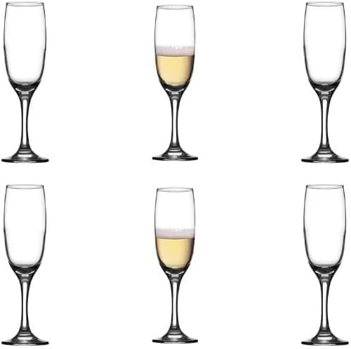 Clear Glass Juice Cup with Long Stem, Microwave, Dishwasher and Fridge Safe, Smooth Surface, Easy to Clean, 6 Pieces