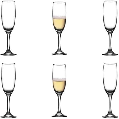 Clear Glass Juice Cup with Long Stem, Microwave, Dishwasher and Fridge Safe, Smooth Surface, Easy to Clean, 6 Pieces