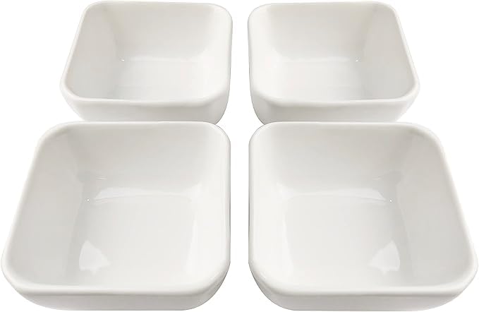 Small Square Serving Plates, Sauce Plates, Appetizer Plates, Sushi Plates, Plastic, White, 4 Pieces volura