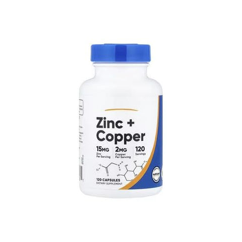 Premium Vital, Zinc + Copper, 120 Capsules, with Practical Pill Box, Laboratory Tested, Gluten Free, Soy Free, Vegetarian