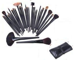 Cosmetic Facial Makeup Brush Kit with Leather Case - H4456,32 Pieces, Black