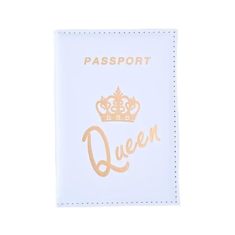 MySouq-Store 1Pcs Crown Print PU Passport Covers Passport Protector Passport Holder Flight Ticket Holder ID Credit Card Holder Travel Accessories (Queen, Light Blue)