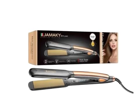 JamakiD Hair Straightener, Salon Quality Styling with 1280°C, Perfect for Curly and Straight Hair, 30s Fast Heating, 360° Swivel Cord, 50W, Model Jpc 10004, Ceramic Plates, Black