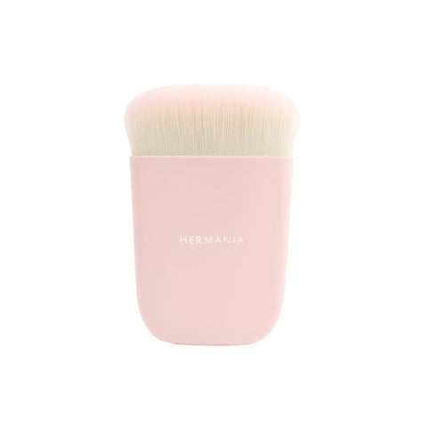 Hermania Flat Makeup Brush, Soft Dense Bristles Compact Pocket-Size Tool for Foundation, Blush, Bronzer and Contour (Blush Pink)